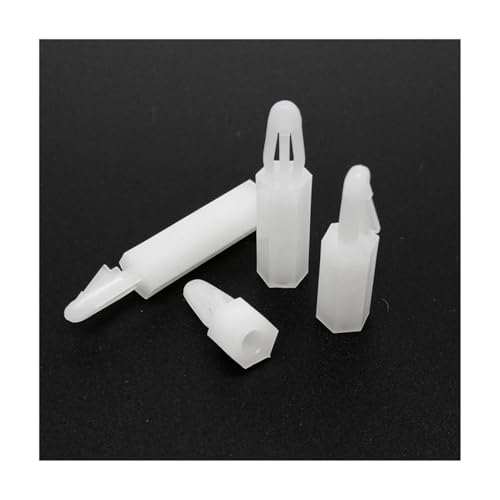 SEIDER 50 Stück M3 Sechskant-Nylon-Kunststoff-Abstandshalter, Abstandshalter, Push-Clip-On-In-Bolzen, Feste Halterung, for 4 mm Loch, 1,6 mm Dicke(M3x5mm) von SEIDER