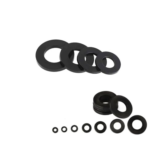 TULDYS 25 Stück/50 Stück/100 Stück M3 M4 M5 M6 M8 M10 M12 Schwarze flache Unterlegscheibe aus Kunststoff und Gummi, Abstandshalter, Isolierungsdichtungsringe for Schraubenbolzen(M6x12mm 100PCS) von SEIDER