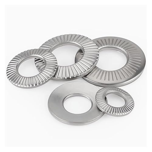 TULDYS 5~100 Stück Tellerfeder Fächerscheibe M3 M4 M5 M6 M8 M10 M12 M16 304 A2 Edelstahl konische gerändelte elastische Dichtung(M5-50pcs) von SEIDER