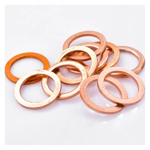 TULDYS 5–40 Stück Ölstopfen-Unterlegscheibe aus massivem reinem Kupfer M5 M6 M8 M10 M12 M14 M16 M18 M20 M22 O-Ring-Dichtung Kupfer-Ölstopfen-Abstandshalter(M6x12x1,30pcs) von SEIDER