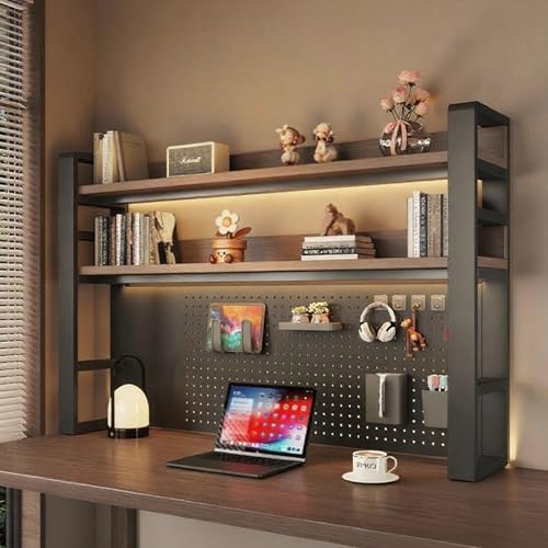 2-stöckiges Schreibtisch-Organizer-Regal, Schreibtischregal für die Oberseite des Schreibtischs, Schreibtischaufsatz aus Metall für Computermonitore(Black-A Double Layer,135cm/53.1in) von SEIFE