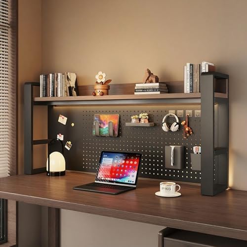 2-stöckiges Schreibtisch-Organizer-Regal, Schreibtischregal für die Oberseite des Schreibtischs, Schreibtischaufsatz aus Metall für Computermonitore(Black-A Single Layer,55cm/21.6in) von SEIFE