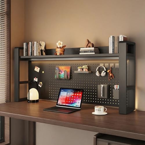 2-stöckiges Schreibtisch-Organizer-Regal, Schreibtischregal für die Oberseite des Schreibtischs, Schreibtischaufsatz aus Metall für Computermonitore(Black-B Single Layer,135cm/53.1in) von SEIFE