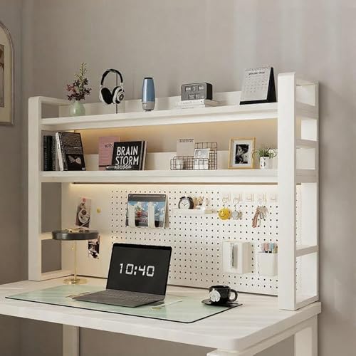 2-stöckiges Schreibtisch-Organizer-Regal, Schreibtischregal für die Oberseite des Schreibtischs, Schreibtischaufsatz aus Metall für Computermonitore(White-A Double Layer,55cm/21.6in) von SEIFE