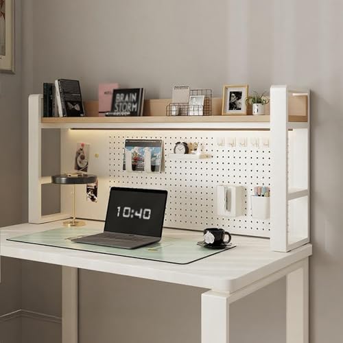 2-stöckiges Schreibtisch-Organizer-Regal, Schreibtischregal für die Oberseite des Schreibtischs, Schreibtischaufsatz aus Metall für Computermonitore(White-B Single Layer,55cm/21.6in) von SEIFE