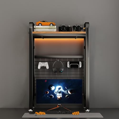 Freistehendes 2-stöckiges Aufbewahrungsregal für die Arbeitsplatte, Schreibtisch-Bücherregal, Bücherregal für Studentenwohnheime(Black Single Layer,115cm/45.2in) von SEIFE