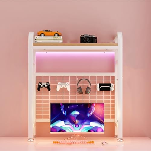 Freistehendes 2-stöckiges Aufbewahrungsregal für die Arbeitsplatte, Schreibtisch-Bücherregal, Bücherregal für Studentenwohnheime(White Single Layer,75cm/29.5in) von SEIFE