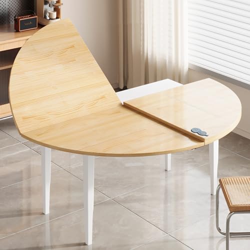 Große, vierfach Faltbare runde Tischplatte aus Holz, Holztabletts für Lebensmittel, Tischplattenverlängerung, Tischplatte für den Außenbereich, Esstisch für den Haushalt(140cm/55.1in) von SEIFE