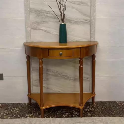 Halbmond-Konsolentisch, Massivholz-Konsolentisch, Konsolentisch mit Schubladen, halbrunder Sofatisch, Flur- und Eingangsbereich-Dekoration, schmaler Konsolentisch, dekorativer Tisch(Light Walnut,39.4x Halbmond-Konsolentisch, Massivholz-Konsolentisch, Konsolentisch mit Schubladen, halbrunder Sofatisch, Flur- und Eingangsbereich-Dekoration, schmaler Konsolentisch, dekorativer Tisch(Light Walnut,39.4x von SEIFE