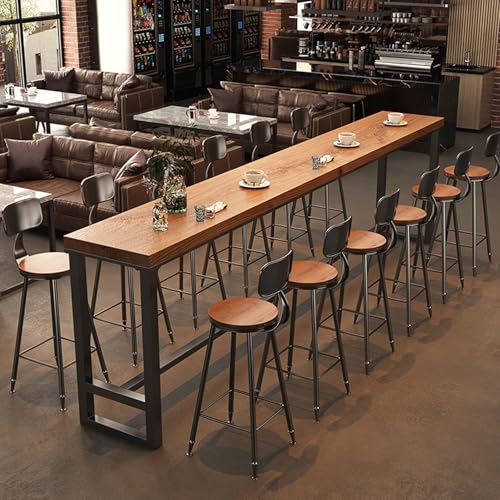 Moderner Bartisch aus Massivholz, schmaler Kneipentisch im industriellen Stil, Kneipentisch in Barhöhe, Bartisch in Thekenhöhe, rechteckige hohe Küchen- und Esszimmertische, keine Hocker(Light walnut, von SEIFE