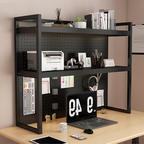 SEIFE 1/2/3-lagiges Schreibtisch-Bücherregal, Schreibtisch-Aufbewahrungsregal, Bücherregal für Wohnheime(Black Double Layer,70cm/27in) von SEIFE