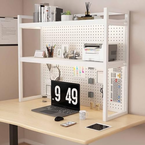 SEIFE 1/2/3-lagiges Schreibtisch-Bücherregal, Schreibtisch-Aufbewahrungsregal, Bücherregal für Wohnheime(White Double Layer,140cm/55in) von SEIFE