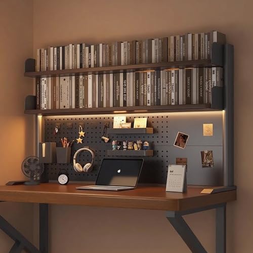 SEIFE 1/2-lagige Metallklemme auf Schreibtisch-Organizer-Regal, Bücherregal für Wohnheime, Schreibtisch-Aufbewahrungsregal, Bücherregal zum Anheben des Schreibtischs(Black,95 * 80cm/37.4 * 31.4in) von SEIFE