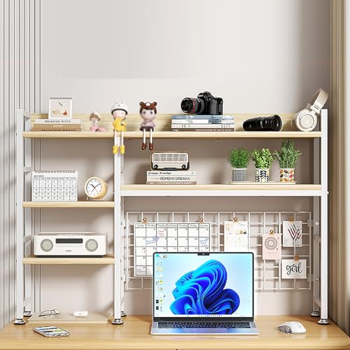 SEIFE 2-lagiger Schreibtischaufsatz für Studentenwohnheime, Mehrzweck-Bücherregal, Computerschreibtisch-Bücherregal, Aufbewahrungsregal für den Schreibtisch, Schreibtischaufsatz(White,95cm/37in) von SEIFE