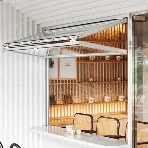 SEIFE Aluminium-Doppelfenster mit gehärtetem Glas, Metall-Konzessionsfenster, Rollo-Servierfenster, Faltschiebefenster, Wohnmobilfenster(White-H*W,26x21in/66x53cm) von SEIFE