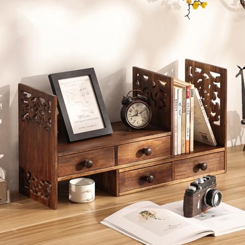 SEIFE Einziehbarer Schreibtisch-Bücherregal-Organizer aus Holz, Schreibtisch-Ständer für Studentenwohnheime(A,Small) von SEIFE