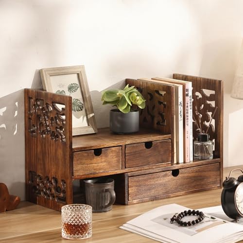 SEIFE Einziehbarer Schreibtisch-Bücherregal-Organizer aus Holz, Schreibtisch-Ständer für Studentenwohnheime(B,Large) von SEIFE