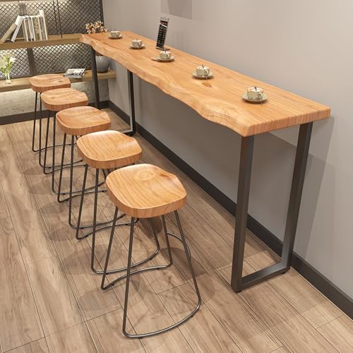 SEIFE Esstisch mit Live-Edge-Kante, Moderner Bartisch aus Massivholz, Industrieller Küchen-Esstisch in Thekenhöhe, Barhöhen-Kneipentisch,Kein Hocker(120cm/47.2in) von SEIFE