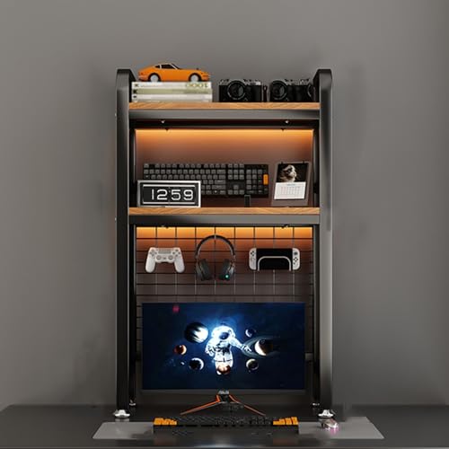 SEIFE Freistehendes 2-stöckiges Aufbewahrungsregal für die Arbeitsplatte, Schreibtisch-Bücherregal, Bücherregal für Studentenwohnheime(Black Double Layer,55cm/21.6in) von SEIFE