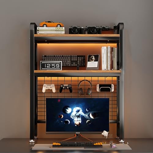 SEIFE Freistehendes 2-stöckiges Aufbewahrungsregal für die Arbeitsplatte, Schreibtisch-Bücherregal, Bücherregal für Studentenwohnheime(Black Double Layer,75cm/29.5in) von SEIFE