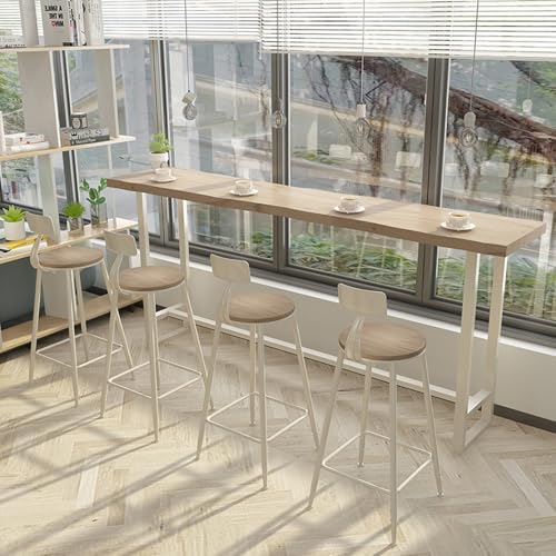 SEIFE Industrieller Küchen-Esstisch in Thekenhöhe, moderner Bartisch aus Massivholz, hoher Tisch, Kneipentisch in Barhöhe, rechteckiger Küchen- und Esstisch, kein Hocker(220cm/86.6in) von SEIFE