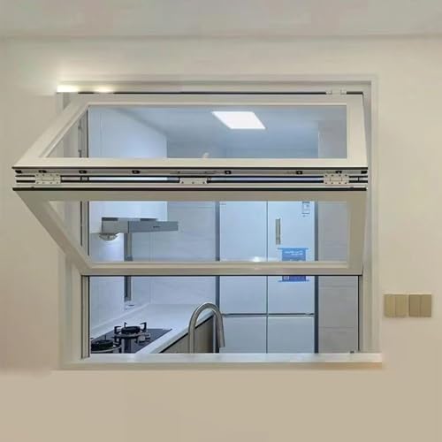 SEIFE Metallhaus-Aluminiumrahmen-Konzessionsfenster, faltbar, Push-Pull und Schwebefenster, Doppelfenster, Faltbare Schiebefenster, anpassbare Mobilheimfenster(White-H*W,26x17in/66x43cm) von SEIFE