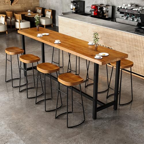 SEIFE Moderner Bartisch aus Massivholz, Industrieller Küchen-Esstisch in Thekenhöhe, Stehtisch, Kneipentisch in Barhöhe, Rechteckiger Küchen- und Esstisch, Kein Hocker(180cm/70.8in) von SEIFE
