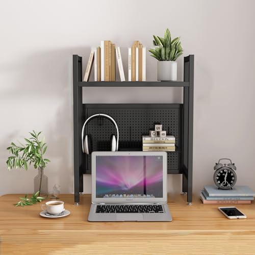 Weißer Schreibtischaufsatz für Studentenwohnheim, Bücherregal mit Stecktafel(Black Single Layer,95cm/37.4in) von SEIFE