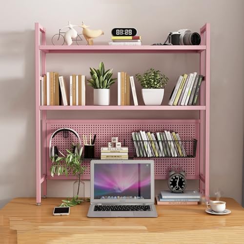Weißer Schreibtischaufsatz für Studentenwohnheim, Bücherregal mit Stecktafel(Pink Double Layer,115cm/37.4in) von SEIFE