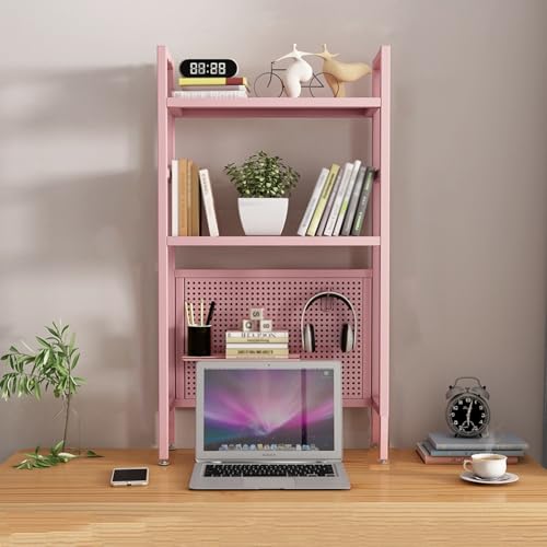 Weißer Schreibtischaufsatz für Studentenwohnheim, Bücherregal mit Stecktafel(Pink Double Layer,55cm/21.6in) von SEIFE