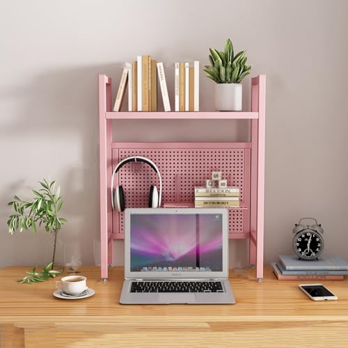 Weißer Schreibtischaufsatz für Studentenwohnheim, Bücherregal mit Stecktafel(Pink Single Layer,95cm/37.4in) von SEIFE
