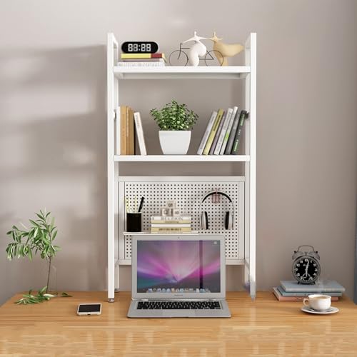 Weißer Schreibtischaufsatz für Studentenwohnheim, Bücherregal mit Stecktafel(White Double Layer,95cm/37.4in) von SEIFE