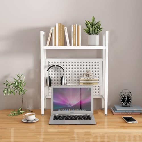 Weißer Schreibtischaufsatz für Studentenwohnheim, Bücherregal mit Stecktafel(White Single Layer,95cm/37.4in) von SEIFE