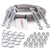 Rankhilfe Edelstahldrahtseil 100m V4A Edelstahlseil 4mm 7x7, 4x Spannschloss verzinkt M6 Haken+Öse, 16x Kausche V4A, 16x Bügelformklemme V4A - set 6 von SEILWERK STANKE