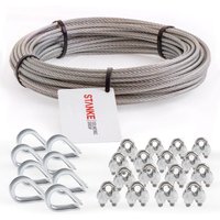 Rankhilfe Edelstahldrahtseil 100m V4A Edelstahlseil 5mm 7x19, 8x Kausche V4A, 16x Bügelformklemme V4A - set 3 - Seilwerk Stanke von SEILWERK STANKE