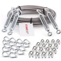 Rankhilfe Edelstahldrahtseil 50m V4A Edelstahlseil 5mm 7x19, 4x Spannschloss verzinkt M10 Haken+Öse, 16x Kausche V4A, 16x Bügelformklemme V4A - set 6 von SEILWERK STANKE