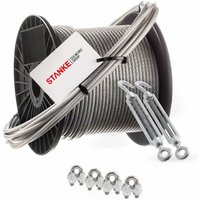 Rankhilfe pvc Edelstahldrahtseil ummantelt 100m V4A Edelstahlseil 3,5mm 7x7, 2x Spannschloss verzinkt M8 Haken+Öse, 4x Bügelformklemme V4A - set 4 Rankhilfe pvc Edelstahldrahtseil ummantelt 100m V4A Edelstahlseil 3,5mm 7x7, 2x Spannschloss verzinkt M8 Haken+Öse, 4x Bügelformklemme V4A - set 4 von SEILWERK STANKE