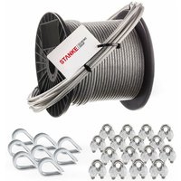 Rankhilfe pvc Edelstahldrahtseil ummantelt 100m V4A Edelstahlseil 3,5mm 7x7, 8x Kausche V4A, 16x Bügelformklemme V4A - set 3 - Seilwerk Stanke von SEILWERK STANKE