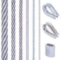Seilwerk STANKE Rankhilfe Gardinenseil Wäscheleine Geländer PVC Drahtseil ummantelt verzinkt 5m 1x19 2mm, 4x Pressklemme von SEILWERK STANKE