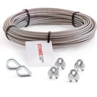 Rankhilfe Edelstahldrahtseil 100m V4A Edelstahlseil 5mm 7x19, 2x Kausche V4A, 4x Bügelformklemme V4A - set 1 - Seilwerk Stanke von SEILWERK STANKE
