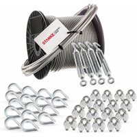 Rankhilfe pvc Edelstahldrahtseil ummantelt 100m V4A Edelstahlseil 3,5mm 7x7, 4x Spannschloss verzinkt M8 Haken+Öse, 16x Kausche V4A, 16x von SEILWERK STANKE