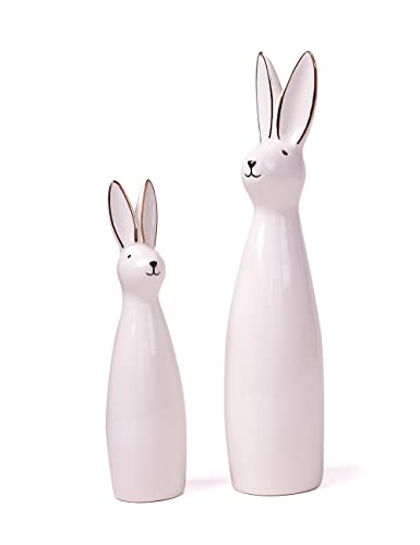 SEINHIJO 2pcs Hase Dekoration Skulpturen Kaninchen Figuren Modern Arts Statue Tier Geschenk Wohnzimmer Kunst Keramik Ornament 29cm von SEINHIJO