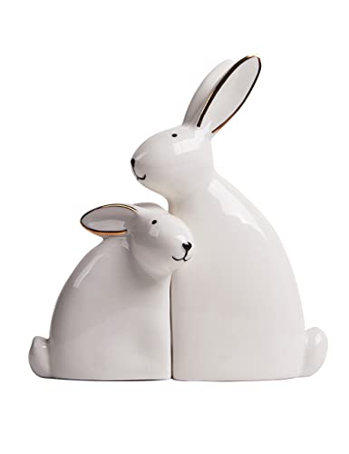 SEINHIJO 2pcs Hase Dekoration Skulpturen Kaninchen Figuren Modern Arts Statue Tier Geschenk Wohnzimmer Kunst Keramik Ornament 15cm von SEINHIJO