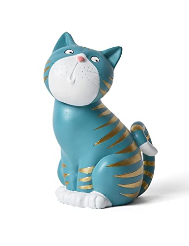 SEINHIJO Modern Skulptur Dekor Katze Statue Figuren Tier Geschenk Arts Wohnzimmer Kunst Polyresin Ornament Blau 17cm von SEINHIJO