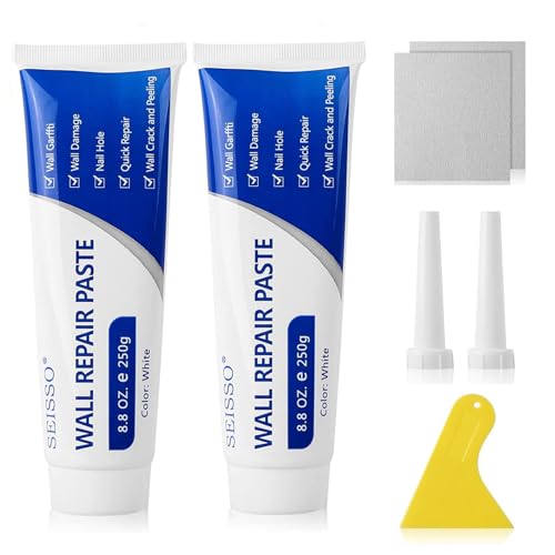 SEISSO Spachtelmasse Weiß Innen 500g, Fertigspachtel Spachtelmasse Wand Set mit Spachtelmasse,Schleifpapier und Schaber für die schnelle Reparatur von Rissen,Bohrloch Füllung SEISSO Spachtelmasse Weiß Innen 500g, Fertigspachtel Spachtelmasse Wand Set mit Spachtelmasse,Schleifpapier und Schaber für die schnelle Reparatur von Rissen,Bohrloch Füllung von SEISSO