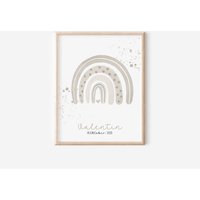 Poster Regenbogen Personalisiert Mit Namen Und Geburtsdatum A4 A3 Kinderzimmer Geschenkidee Geburt Taufe Wandbild Babyzimmer Boho Wanddeko von SEIUNIQUE