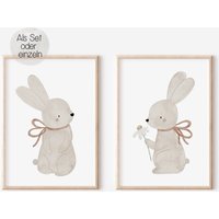 Poster Set Hasen Kinderzimmer A4 A3 Wandbild Kinderposter Tierposter Geschenk Geburt Taufe Bild Hase Für Jungen Und Mädchen Deko Babyzimmer von SEIUNIQUE