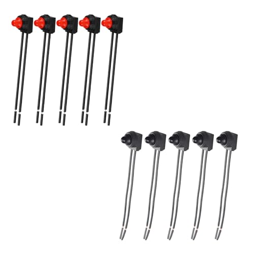 10 Stück Wasserdichte Drucktastenschalter, Mini Momentandrucktasten mit Vorgelöteten Drähten für Autotrompete, PC, Tischlampe, Schwarz+Rot von SEIWEI