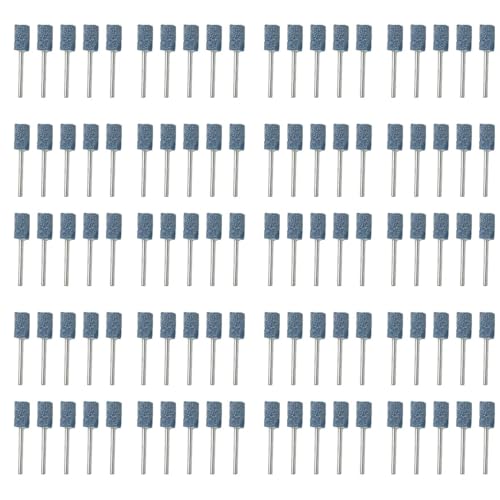 100 Stück Schleifmittel-Schleifstifte, Schleifstein-Drehwerkzeug-Zubehör mit 3 mm Schaft zum Polieren und Entgraten (10 mm Flachkopf zylindrisch) von SEIWEI