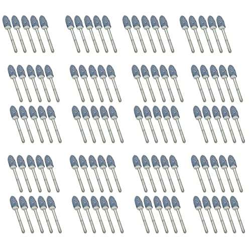 100 Stück Schleifstifte, schleifend montierter Stein-Drehwerkzeug-Zubehör mit 3 mm Schaft zum Polieren und Entgraten (4 mm Rundspitze) von SEIWEI